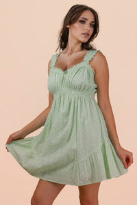 Sweetheart Neckline Ruffled Eyelet Lace Mini Dress