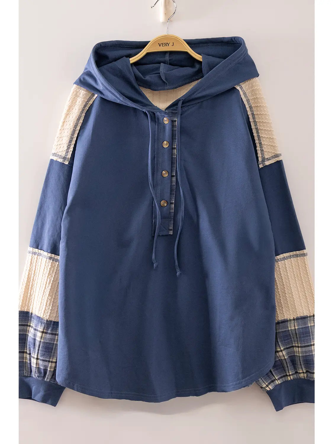 Plaid Contrast Hoodie Pullover