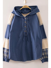 Plaid Contrast Hoodie Pullover