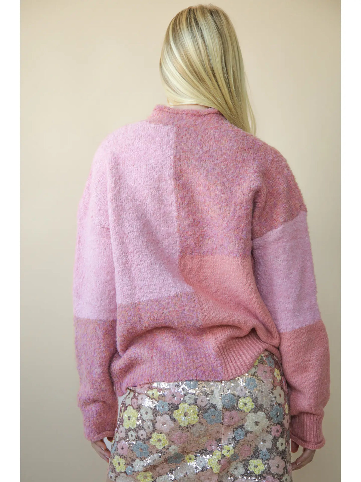 Oversized Color Block Cozy Knit Sweater Top