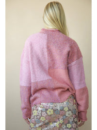 Oversized Color Block Cozy Knit Sweater Top