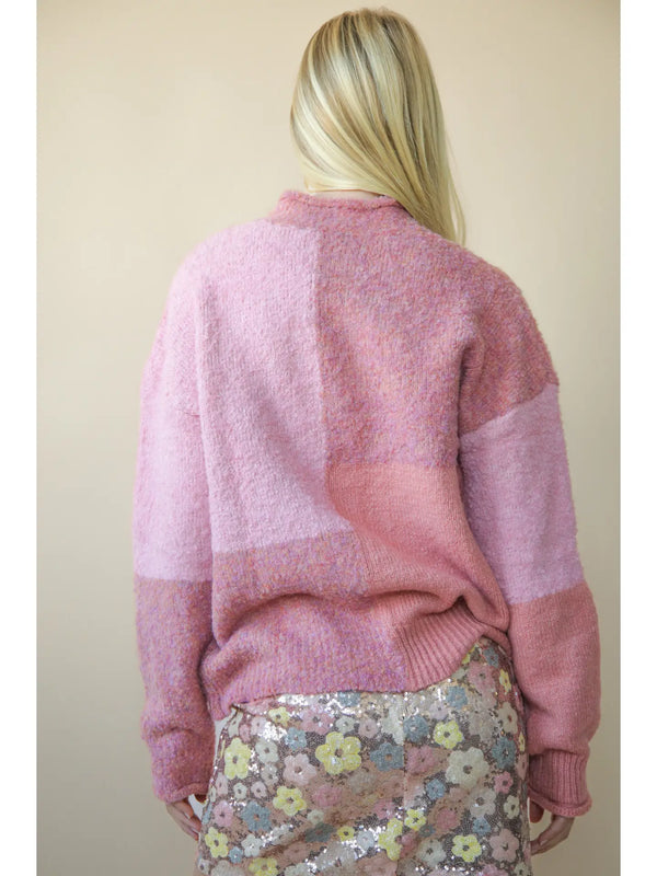Oversized Color Block Cozy Knit Sweater Top
