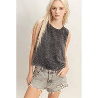 Mineral Wash Button Back Sleeveless Top