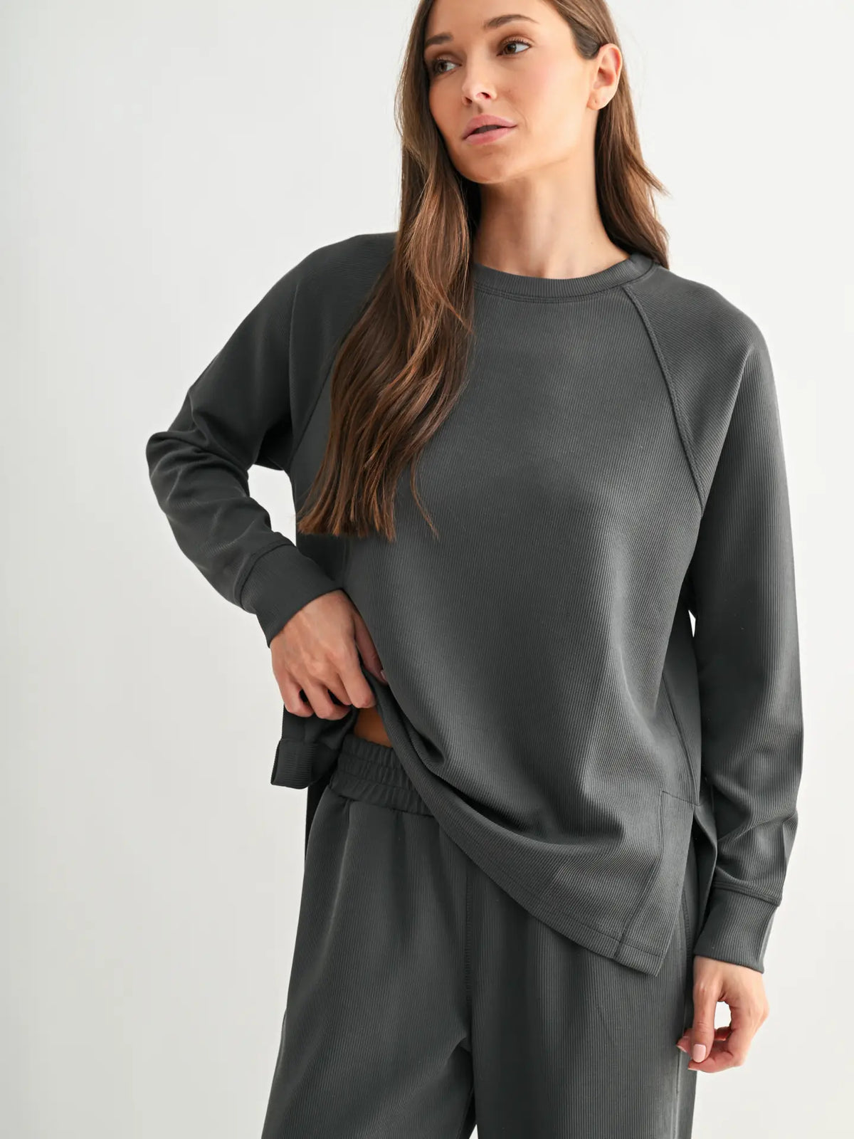 Luxe Sand Wash Rib Raglan Tee