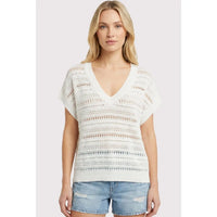 V Neck Crochet Like Sweater