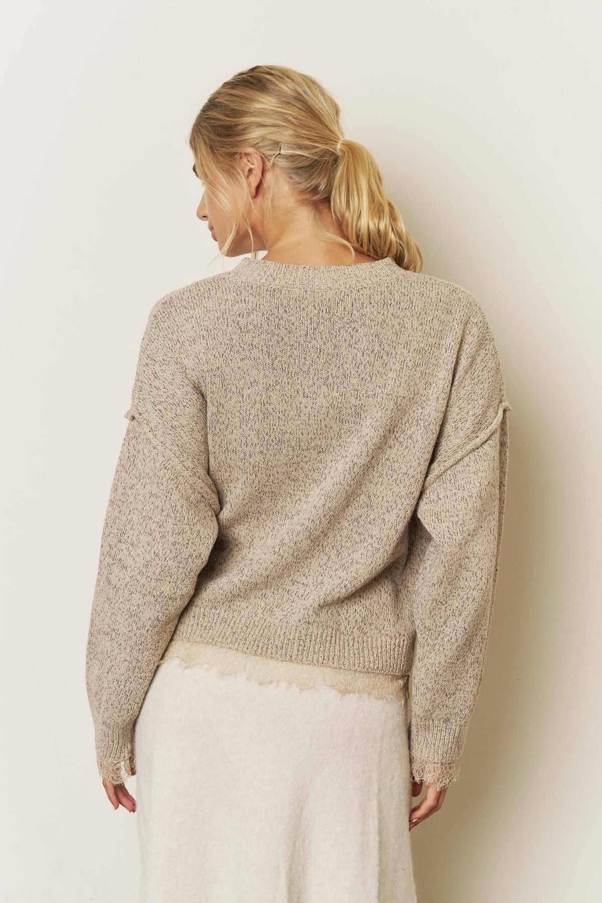 Lace Trim Exposed Cardigan