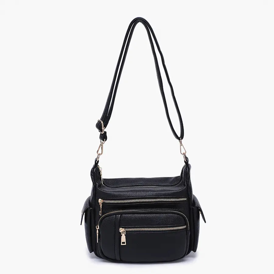 Nicole Multi-Zip Crossbody Bag w/ Side Pockets