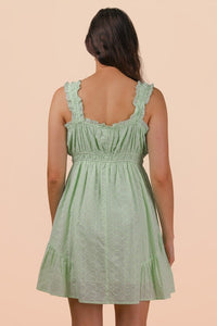 Sweetheart Neckline Ruffled Eyelet Lace Mini Dress