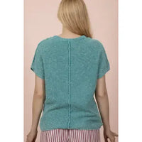 Mineral Washed Knit Casual Sweater Top