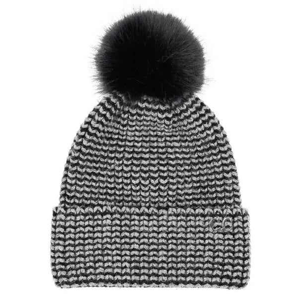 C.C Two Tone Angora Cuff Beanie Winter Hat