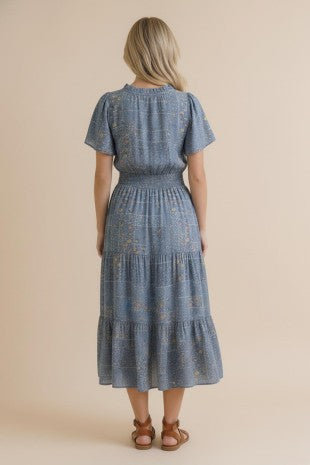 Fit And Flare Floral Patchwork Woven Dress