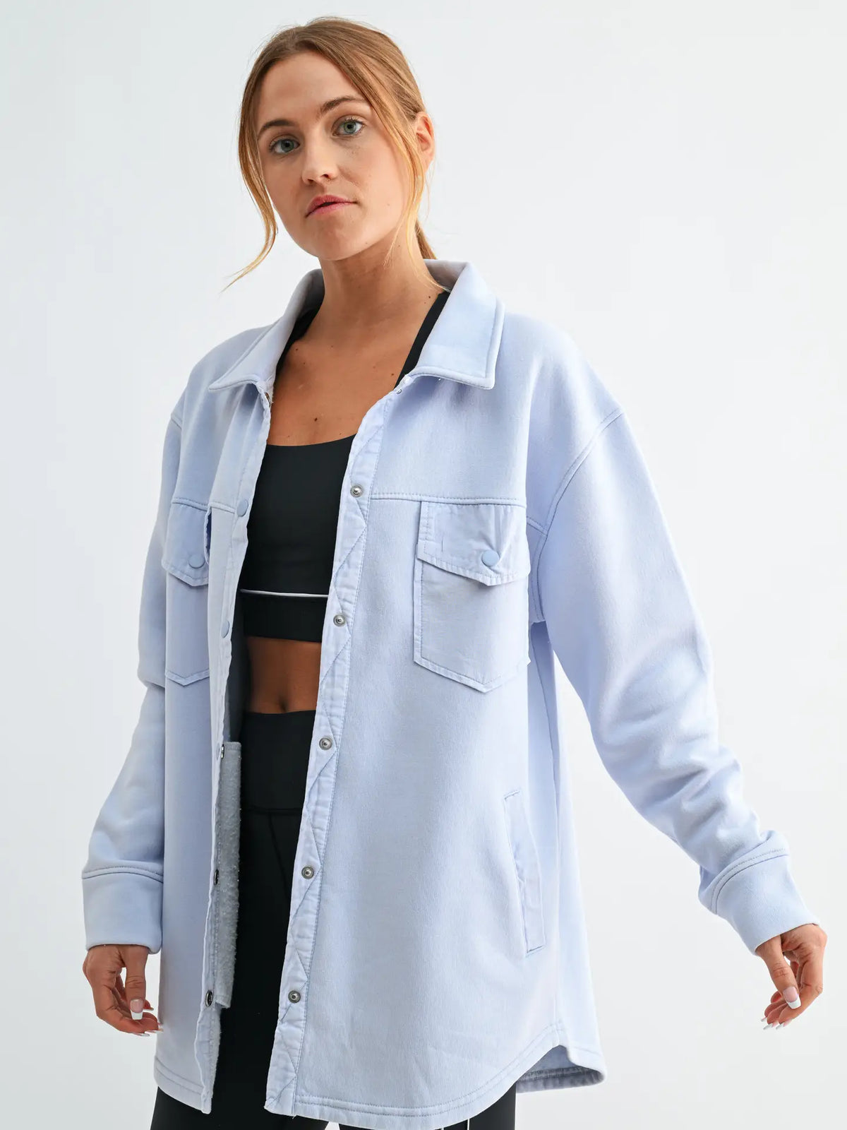 Snap-On Shacket with Pockets