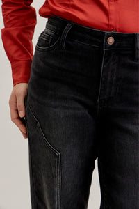 Judy Blue Mid Rise Straight Western Seam Detail