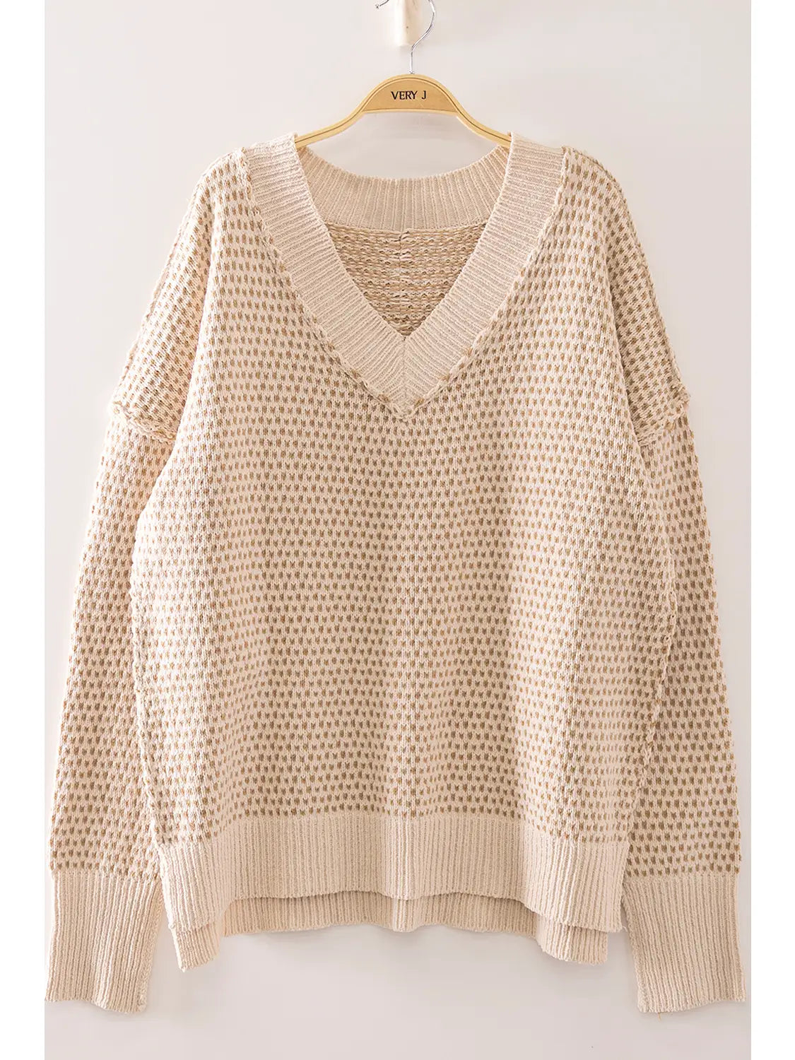 Contrast Stitch Reversible V-Neck Sweater