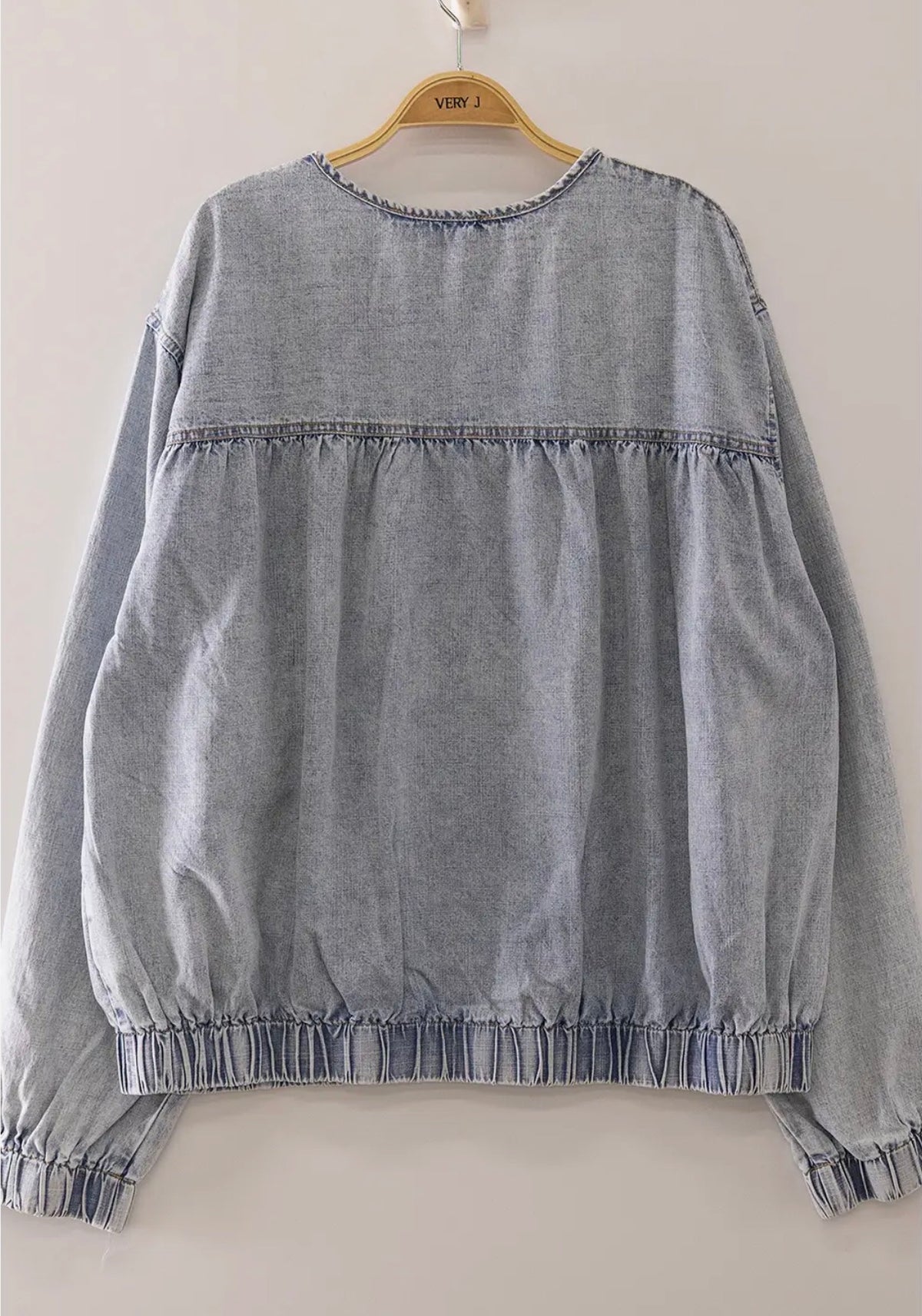 Tiered Layers Washed Denim Jacket