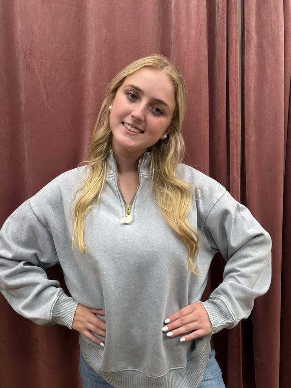 Acid Wash Fleece Half Zip Sweatshirts