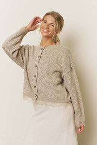 Lace Trim Exposed Cardigan