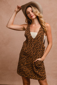 Leopard Mini Denim Dress