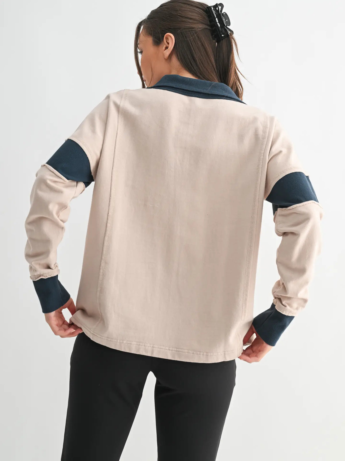 Crestline Contrast Collared Top
