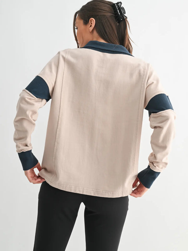 Crestline Contrast Collared Top