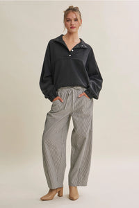 Cotton Stripe Relaxed Barrel Pants