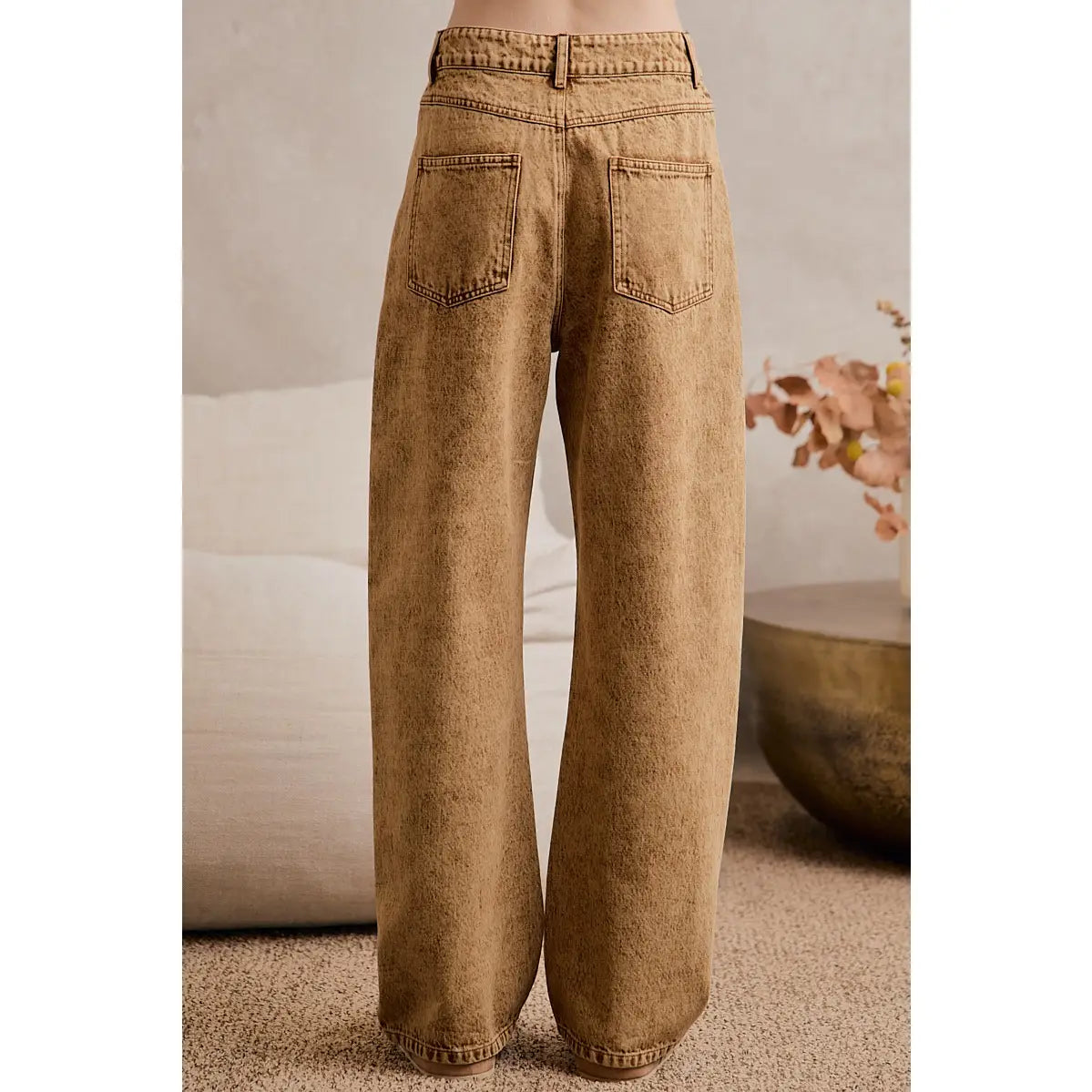 Washed Drawstring Baggy Jeans