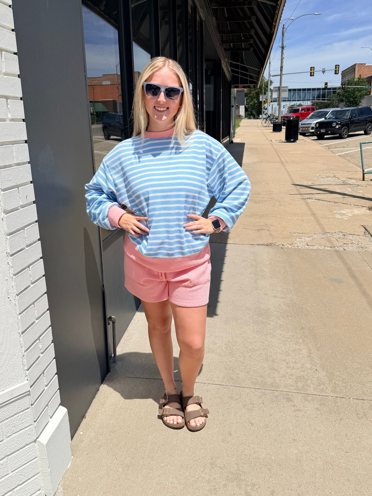 Round Neck Stripe Cloudy Knit Ringer Top