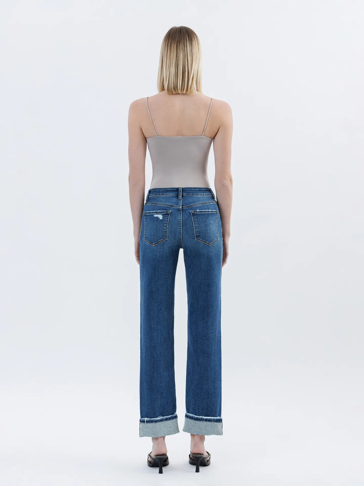 Vervet By FM High Rise Cuffed Straight Jeans