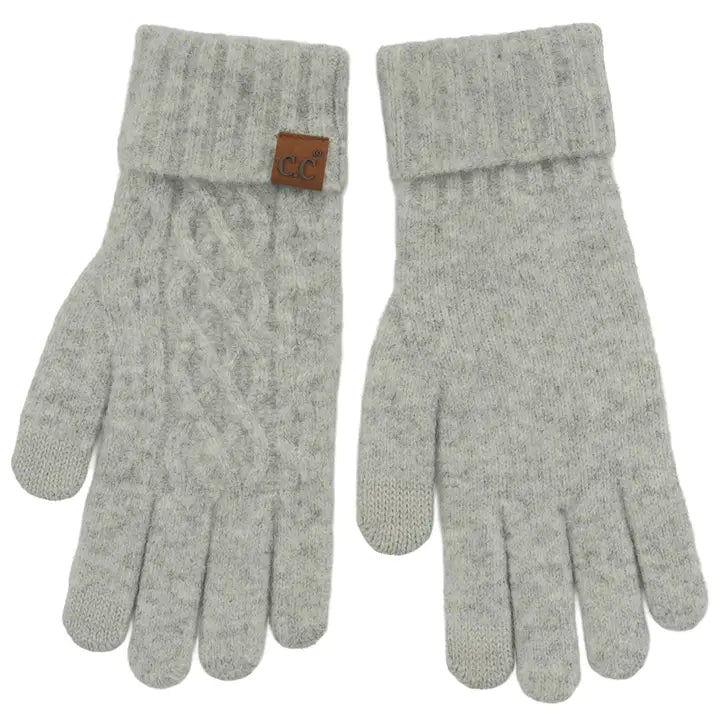C.C Solid Cable Knit Cuff Winter Gloves