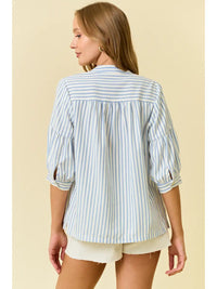 Striped Puff Sleeve Pullover Top