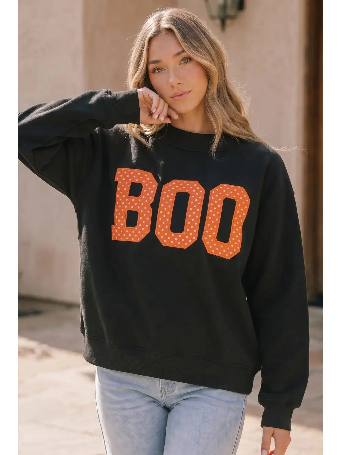 Boo Polka Dot Graphic Sweatshirt