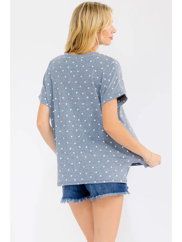 Polka Dot Banded Short Sleeve Top