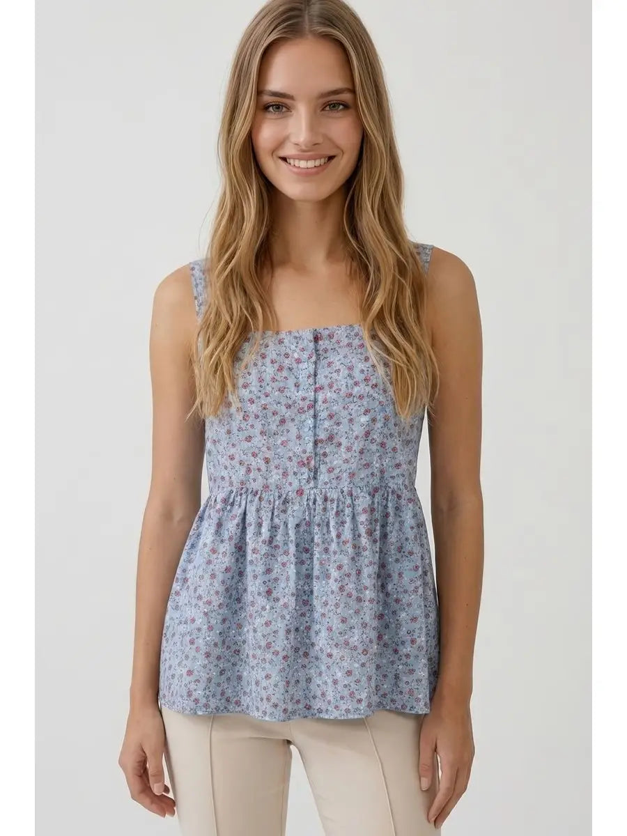 Ditsy Floral Babydoll Tunic Tank
