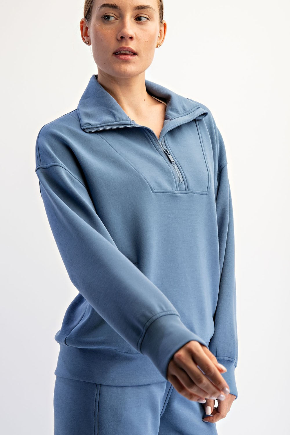 Modal Scuba Quarter Zip Funnel Neck Pullover