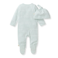 Burt's Bees Baby Boy Blue Stripe Jumpsuit & Hat Set