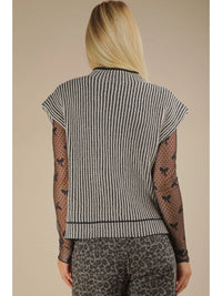 Two Tone Ribbed Knit Sweater Vest
