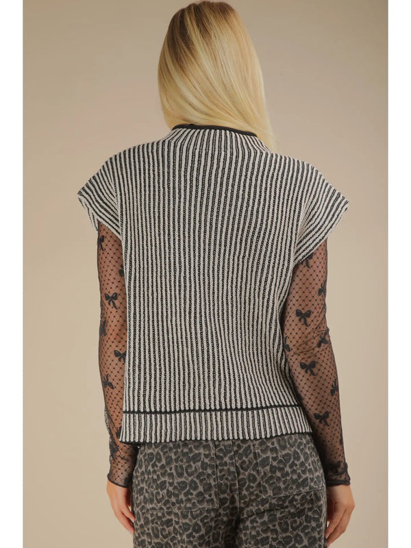 Two Tone Ribbed Knit Sweater Vest
