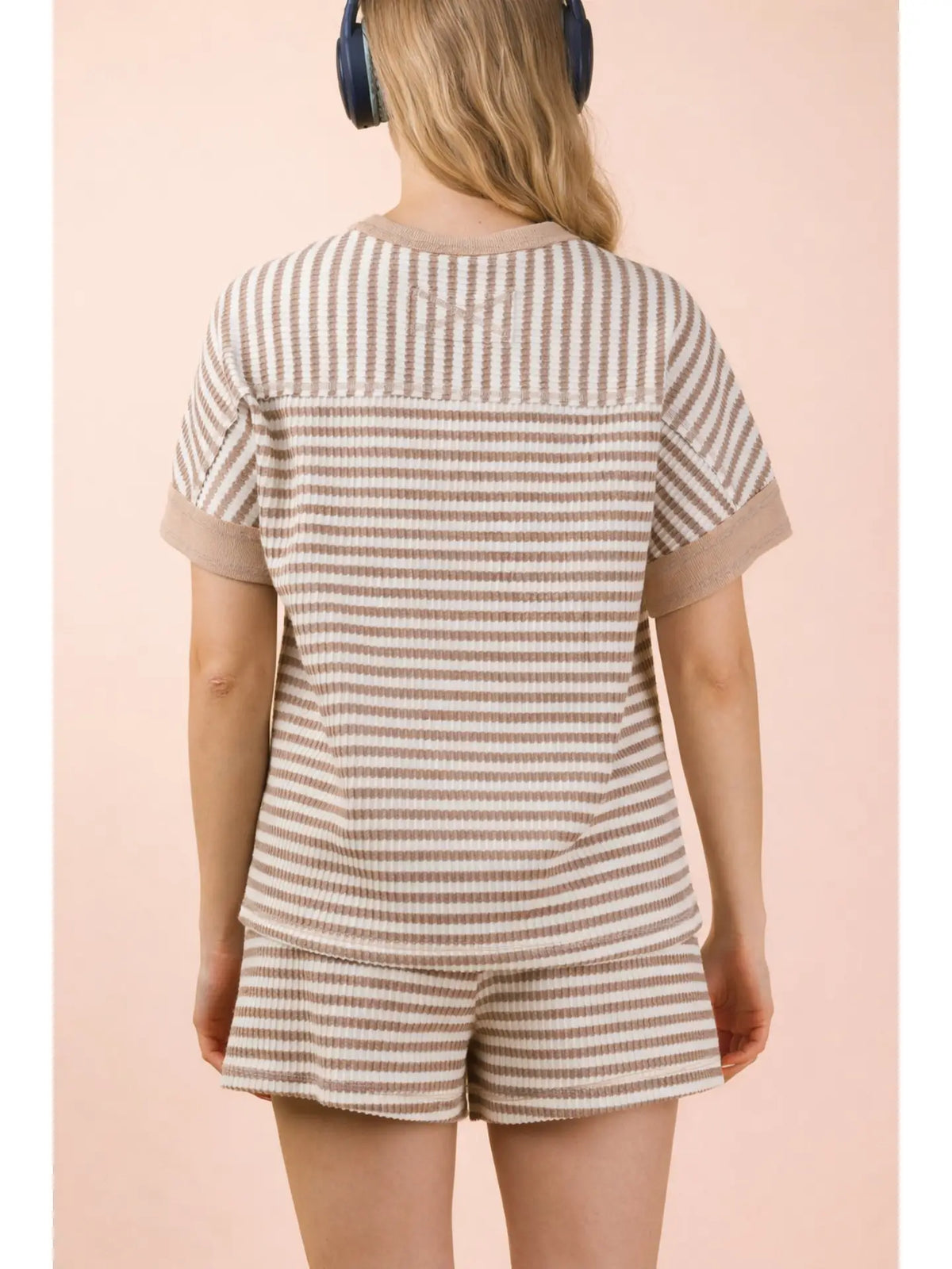 Striped Comfy Knit Top & Shorts Set