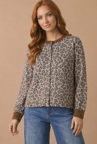 Leopard Print Button Plus Cardigan