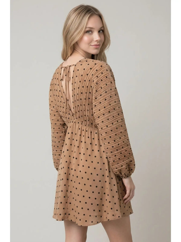 Polka Dot Long Sleeve  Dolman Dress