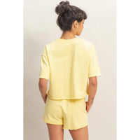 Short Sleeve Crew Neck Top and Shorts Set
