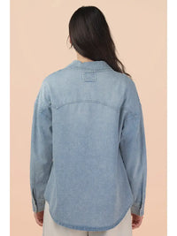 Oversized Washed Denim Casual Shirt Top