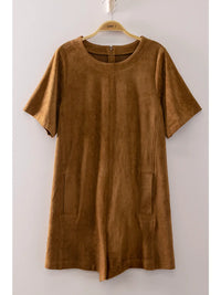 Suede Short Sleeve Romper