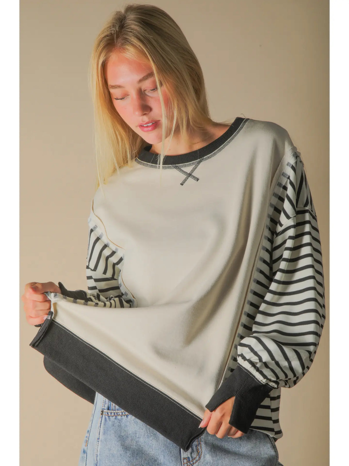 Oversized Striped Casual Knit Top