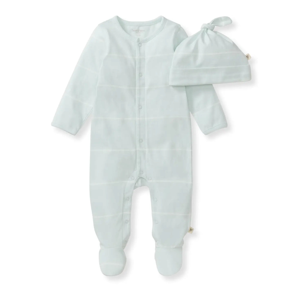 Burt's Bees Baby Boy Blue Stripe Jumpsuit & Hat Set