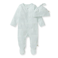 Burt's Bees Baby Boy Blue Stripe Jumpsuit & Hat Set