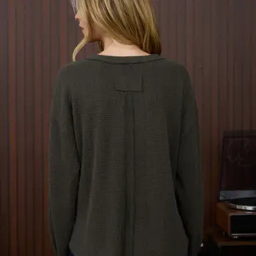 Round Neck Long Sleeve Fuzzy Knit Top