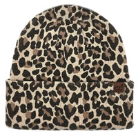 C.C Leopard Pattern Print Cuff Beanie Winter Hat