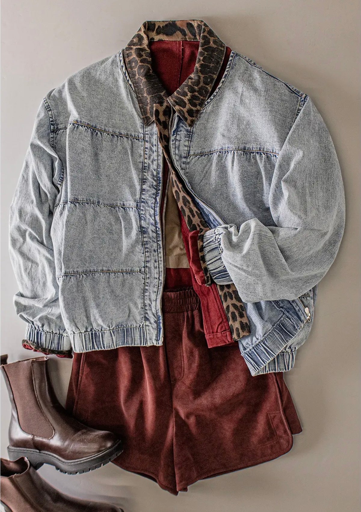 Tiered Layers Washed Denim Jacket