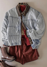 Tiered Layers Washed Denim Jacket